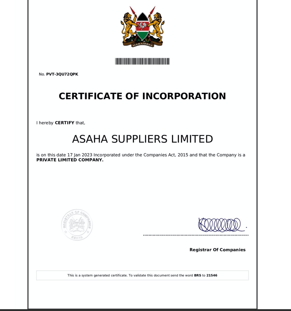 Certificate of Incorporation